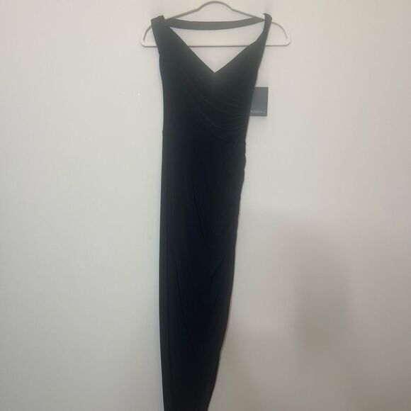 Revolve Norma Kamali Cayla Side Drape Gown in Black NWT XS FLAWED - Picture 4 of 10
